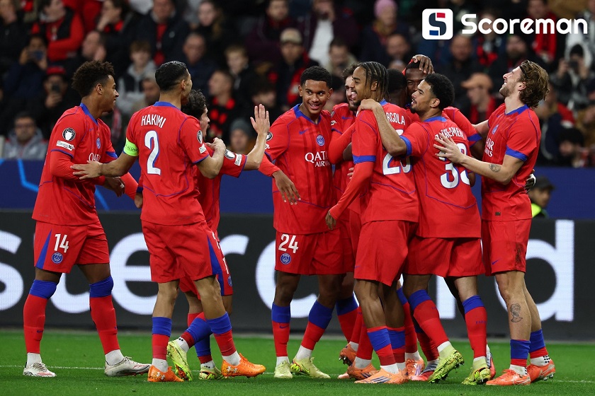 PSG, 레버쿠젠 7-2 대파 →UCL 3전 전승, 선두 등극